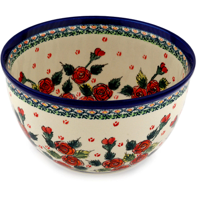Polish Pottery Bowl 10&quot; Polish Roses UNIKAT