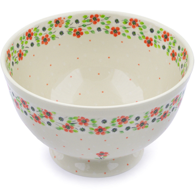 Polish Pottery Bowl 10&quot; Poppy Flower