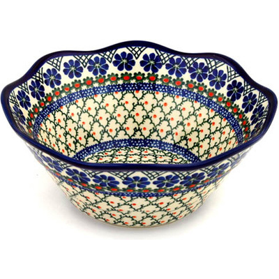 Polish Pottery Bowl 10&quot; Primrose Trellis