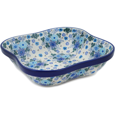 Glass Bowl 10&quot; Soft Starry Flowers UNIKAT