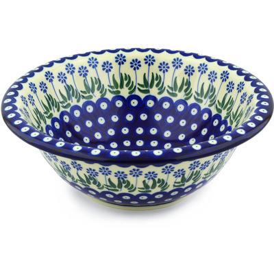 Polish Pottery Bowl 10&quot; Springing Calendulas