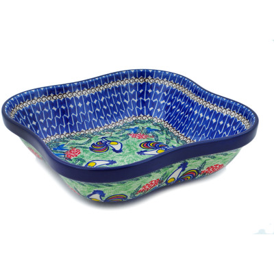 Polish Pottery Bowl 10&quot; Summer Rooster UNIKAT