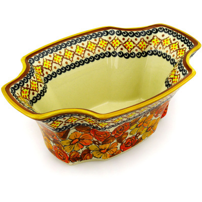 Polish Pottery Bowl 11&quot; Autumn Glow UNIKAT