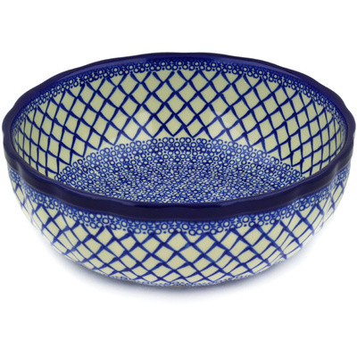 Polish Pottery Bowl 11&quot; Blue Harmony