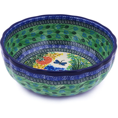 Polish Pottery Bowl 11&quot; Dragonfly Delight UNIKAT