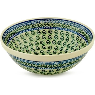 Polish Pottery Bowl 11&quot; Green Galaxy