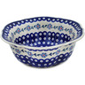 Polish Pottery Bowl 11&quot; Peacock Forget-me-not