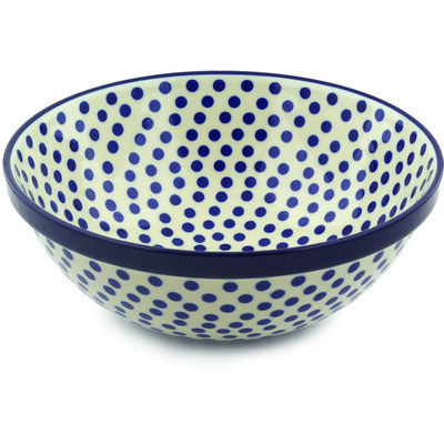 Polish Pottery Bowl 11&quot; Polka Dot Delight