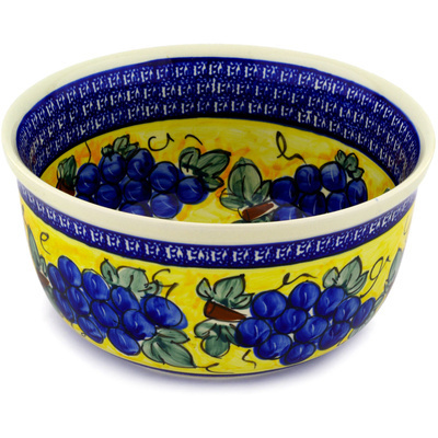 Polish Pottery Bowl 11&quot; Tuscan Grapes