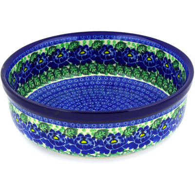 Polish Pottery Bowl 12&quot; Blue Bliss