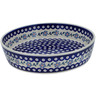Polish Pottery Bowl 12&quot; Peacock Forget-me-not