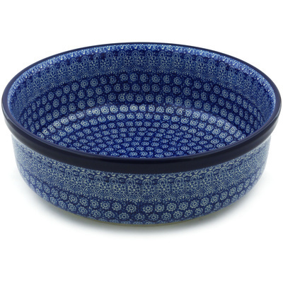 Polish Pottery Bowl 12&quot; Winter Frost