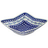 Polish Pottery Bowl 13&quot; Peacock Forget-me-not
