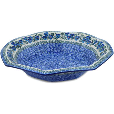 Polish Pottery Bowl 14&quot; Blue Pansy