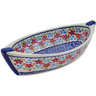 Polish Pottery Bowl 14&quot; Red Flower Meadow