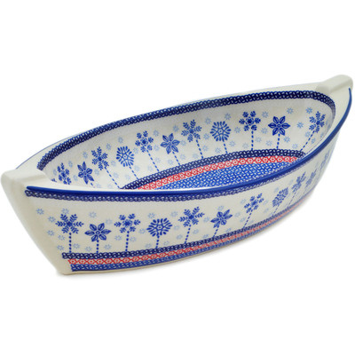 Polish Pottery Bowl 14&quot; Winter Sights UNIKAT