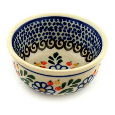 Polish Pottery Bowl 3&quot; Berries And Daisies