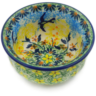 Polish Pottery Bowl 3&quot; Birds In The Sunset UNIKAT