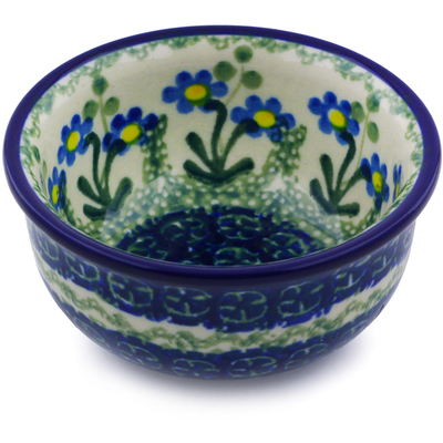 Polish Pottery Bowl 3&quot; Blue Daisy Circle