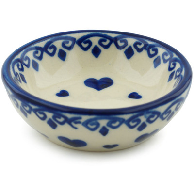 Polish Pottery Bowl 3&quot; Blue Valentine