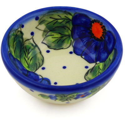 Polish Pottery Bowl 3&quot; Bold Blue Pansy