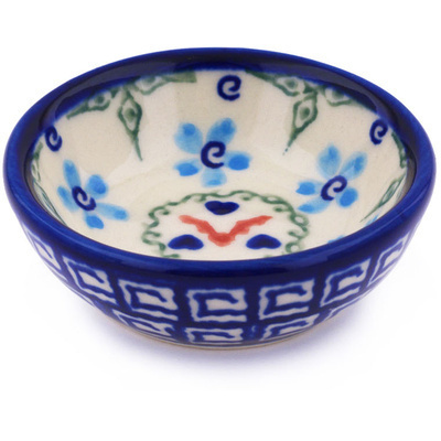 Polish Pottery Bowl 3&quot; Little Blue Flowers