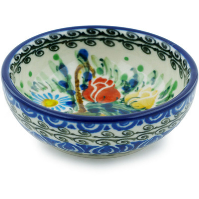 Polish Pottery Bowl 3&quot; Tulip Splendor UNIKAT