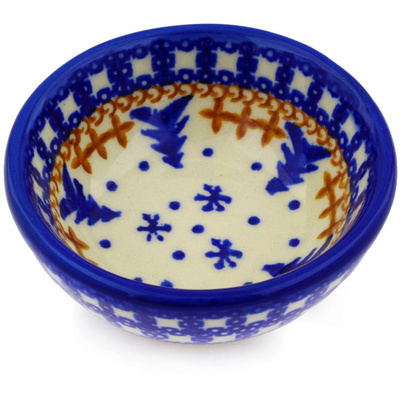 Polish Pottery Bowl 3&quot; Winter Snow