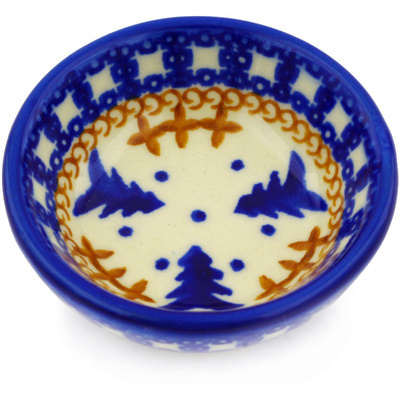 Polish Pottery Bowl 3&quot; Winter Snow