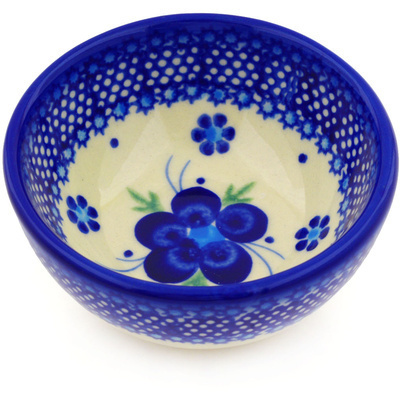 Polish Pottery Bowl 4&quot; Bleu-belle Fleur