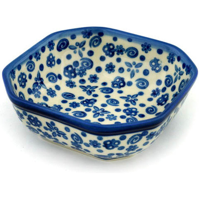 Polish Pottery Bowl 4&quot; Blue Confetti