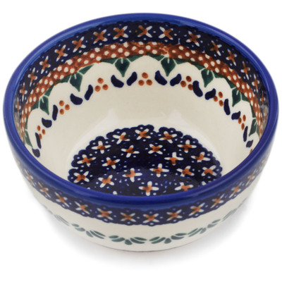 Polish Pottery Bowl 4&quot; Blue Cress
