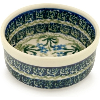 Polish Pottery Bowl 4&quot; Blue Daisy Circle