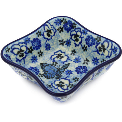 Polish Pottery Bowl 4&quot; Blue Monarch