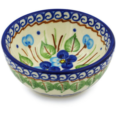 Polish Pottery Bowl 4&quot; Blue Pansy