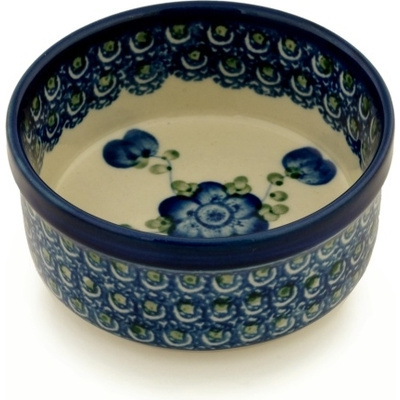 Polish Pottery Bowl 4&quot; Blue Poppies