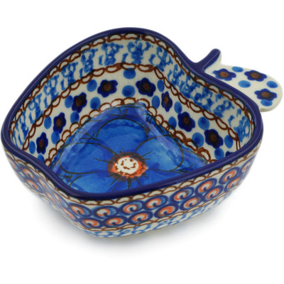 Polish Pottery Bowl 4&quot; Blue Poppies UNIKAT