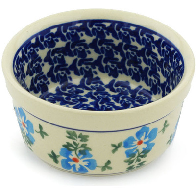 Polish Pottery Bowl 4&quot; Blue Summer