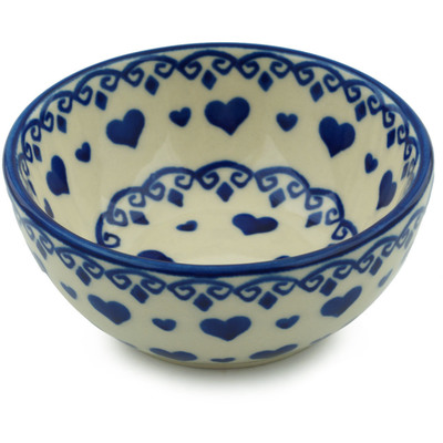 Polish Pottery Bowl 4&quot; Blue Valentine