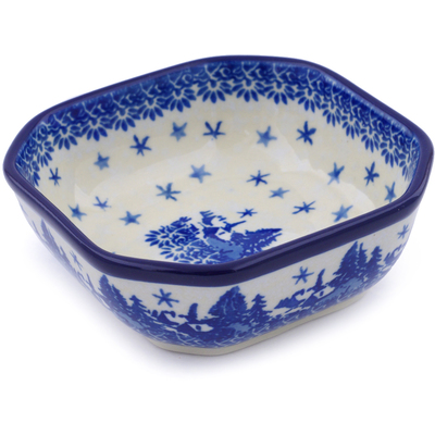 Polish Pottery Bowl 4&quot; Blue Winter