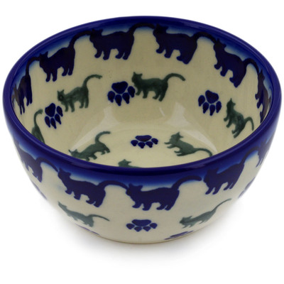 Polish Pottery Bowl 4&quot; Boo Boo Kitty Paws