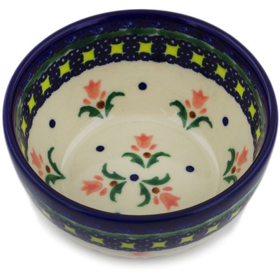 Polish Pottery Bowl 4&quot; Cocentric Tulips