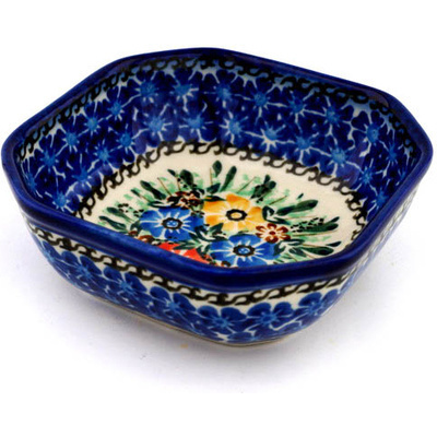 Polish Pottery Bowl 4&quot; Flower Patch UNIKAT