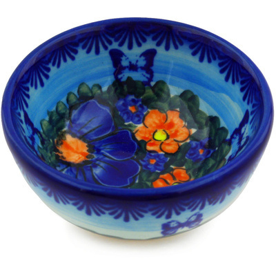 Polish Pottery Bowl 4&quot; Midnight Garden UNIKAT