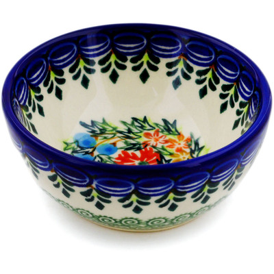Polish Pottery Bowl 4&quot; Ring Of Flowers UNIKAT