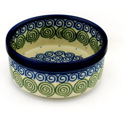 Polish Pottery Bowl 4&quot; Swirling Polka Dot