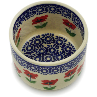 Polish Pottery Bowl 4&quot; Wind-blown Poppies
