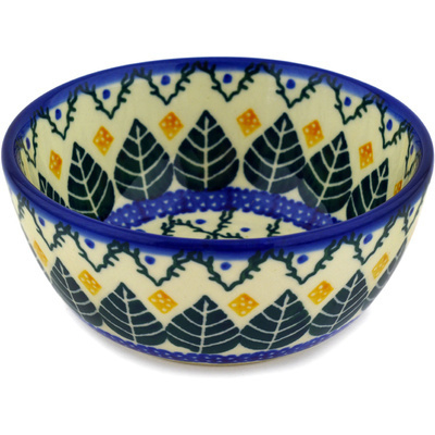 Polish Pottery Bowl 5&quot; Alpine Leaves