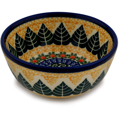 Polish Pottery Bowl 5&quot; Aspen Leaves