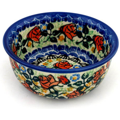 Polish Pottery Bowl 5&quot; Autumn Rose UNIKAT